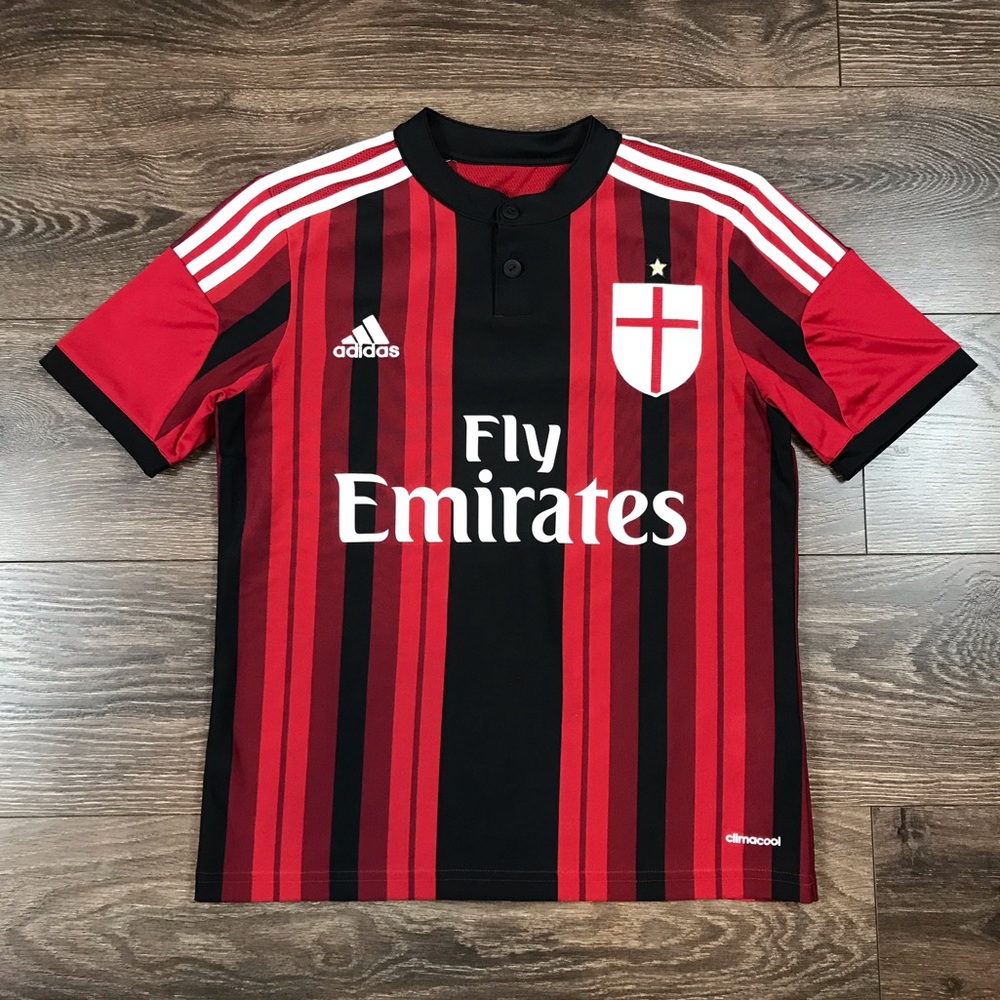 Adidas Climacool AC Milan Football Club Boys Italian Soccer Team Jersey Size L